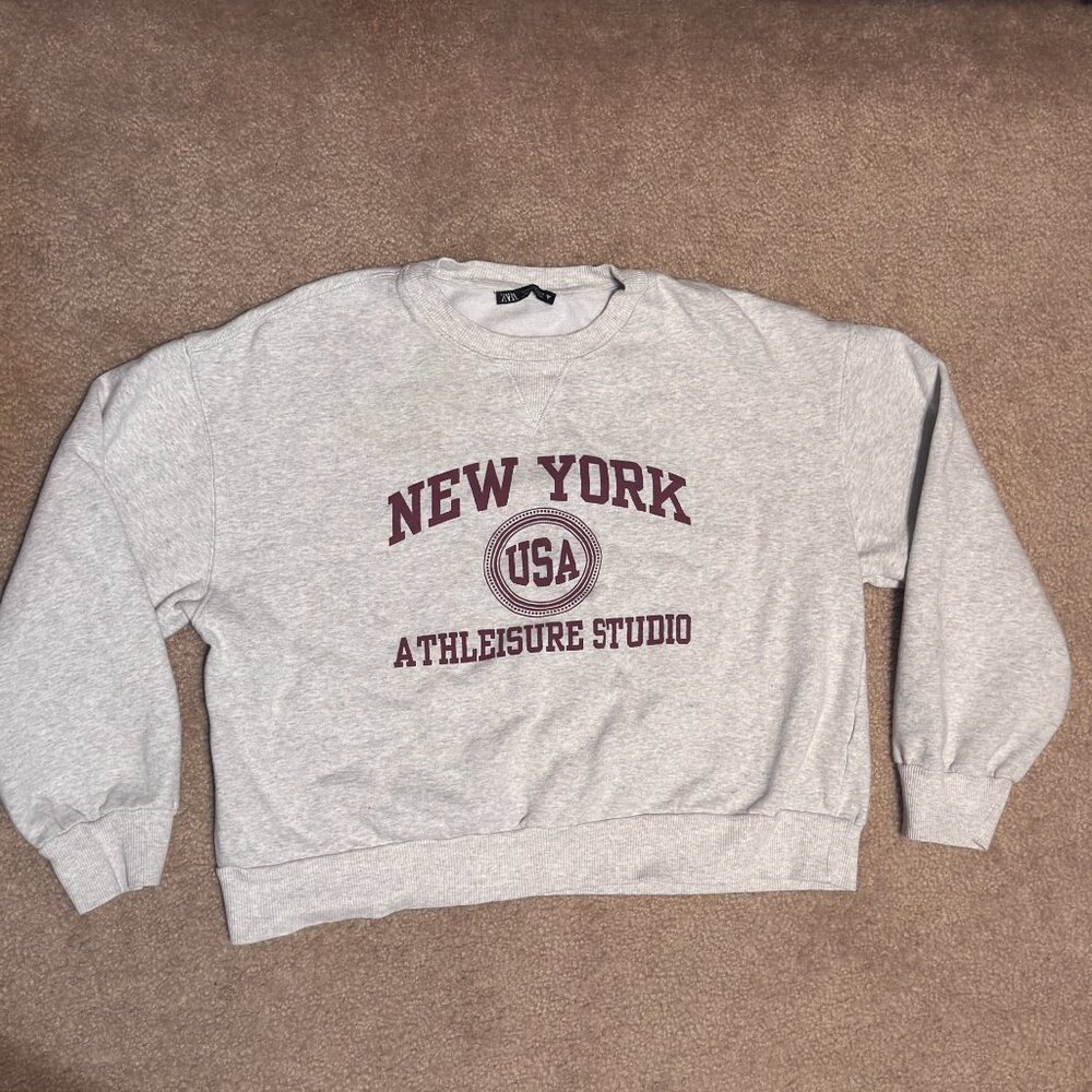 Cropped Sweatshirt-Grey-M-New York